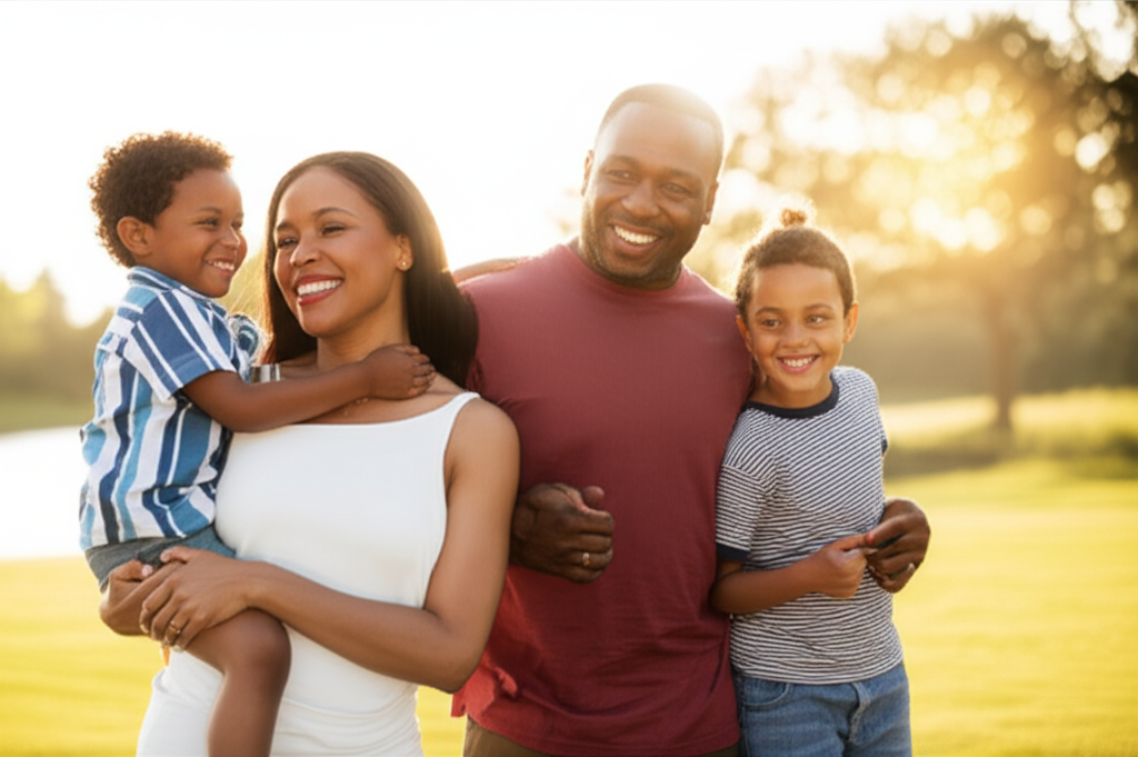 Outdoor family portrait in park